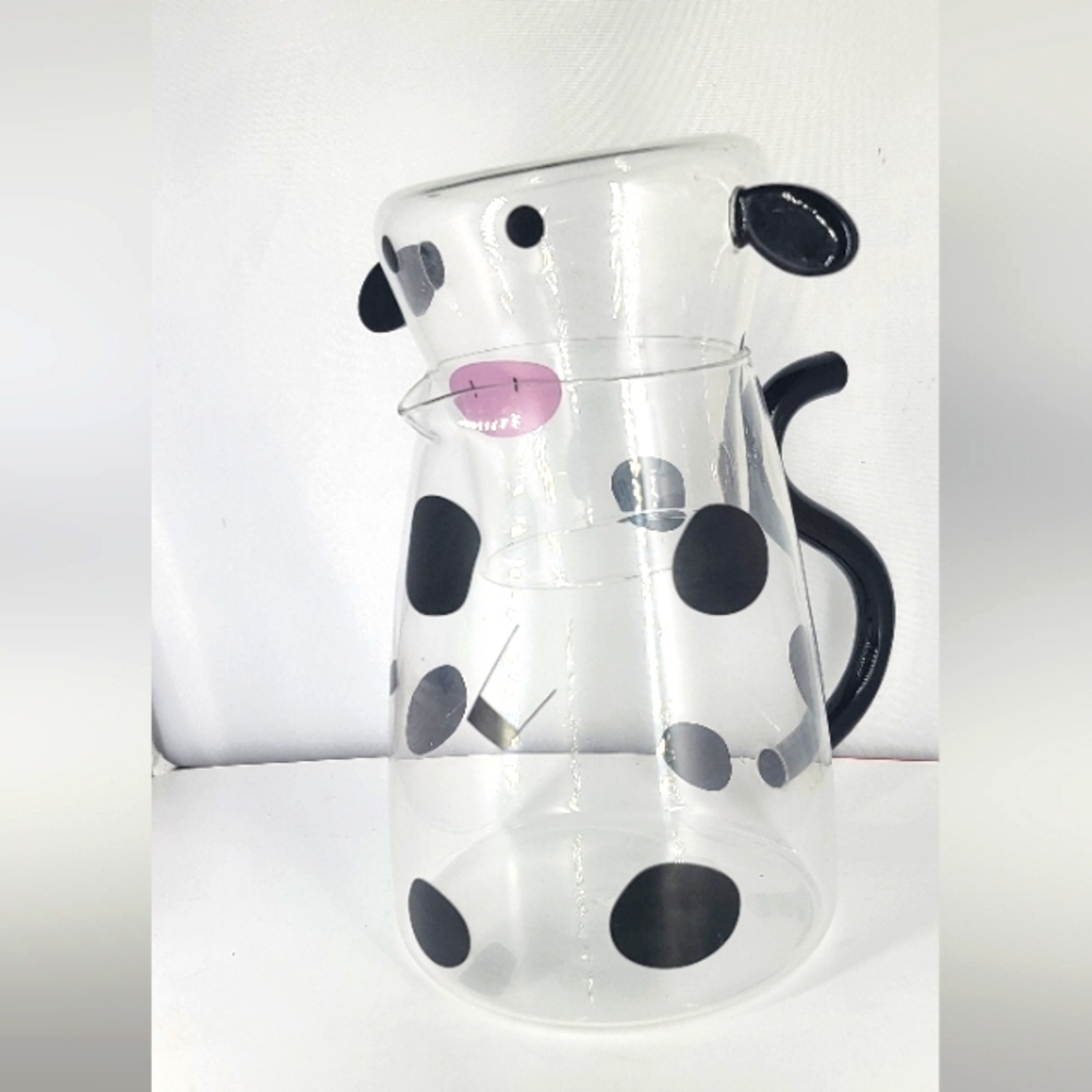 Clear Glass Cow Tumble Up Mini Pitcher & Cup Bedside Water‎ Pitcher Mingshang